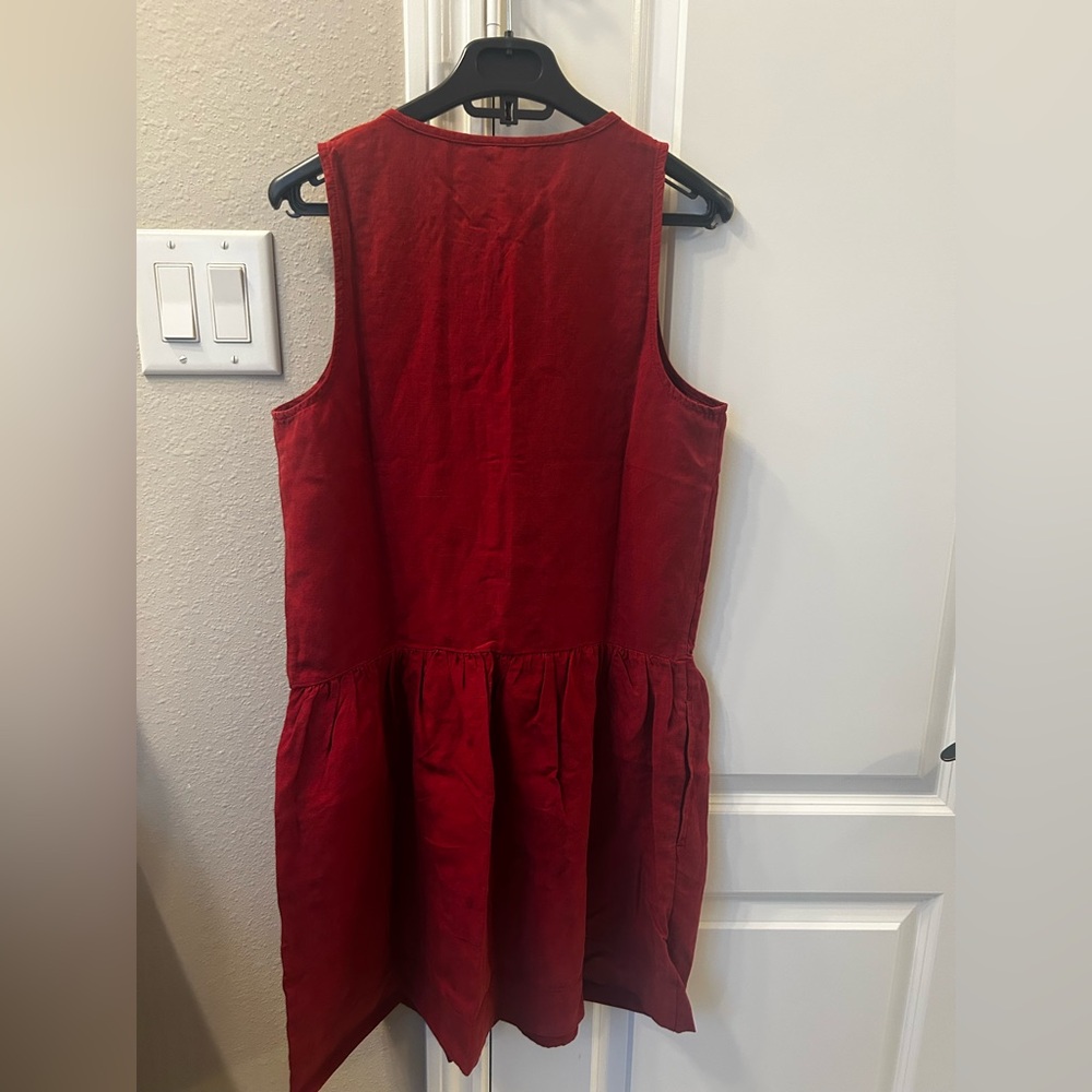 Banana Republic Embroidered Tencel Linen Mini Dress, size: XS, Red Currant - Picture 7 of 7